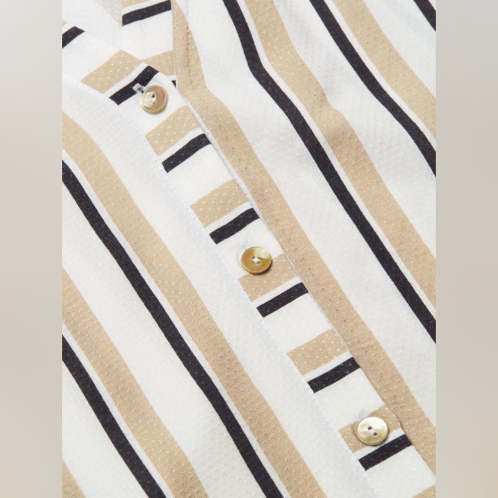 NWT Hanro Sleep & Lounge Stripe Woven V-Neck Button-Down Shirt Size Small - Picture 3 of 16